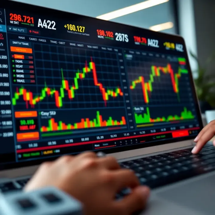Dashboard of a Brazilian day trading platform showing real-time stock charts and trading tools