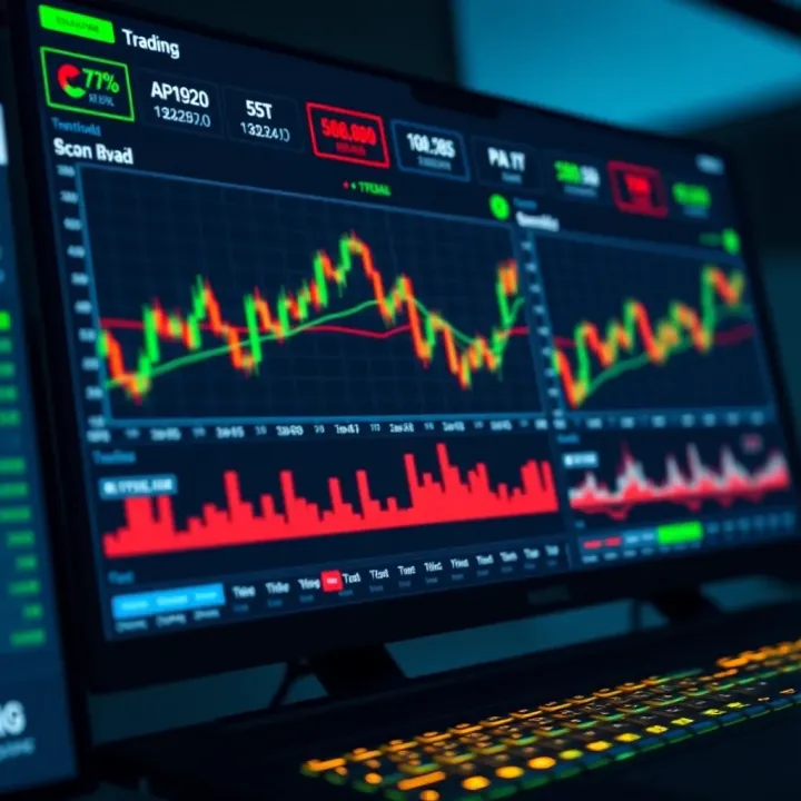 Trading Dashboard with Financial Charts and Tools Dashboard interface showcasing various financial charts and trading tools used for assessing day trade platforms in Brazil