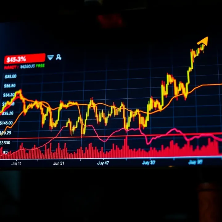 Graph illustrating the concept of binary options trading with upward and downward trends