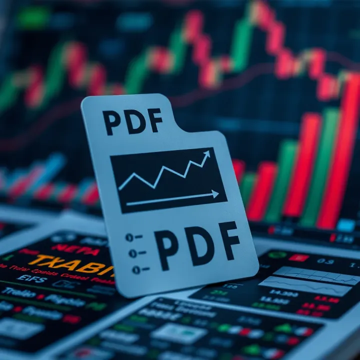 PDF document icon with charts and financial data illustrating educational material