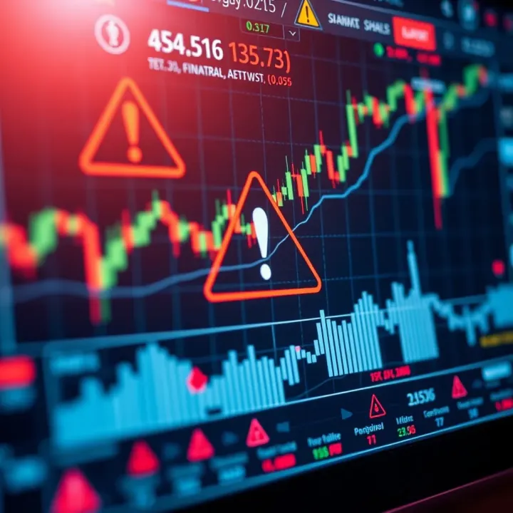 Understanding Risks in Binary Options Automation Risk management concept for binary options with digital charts and warning symbols