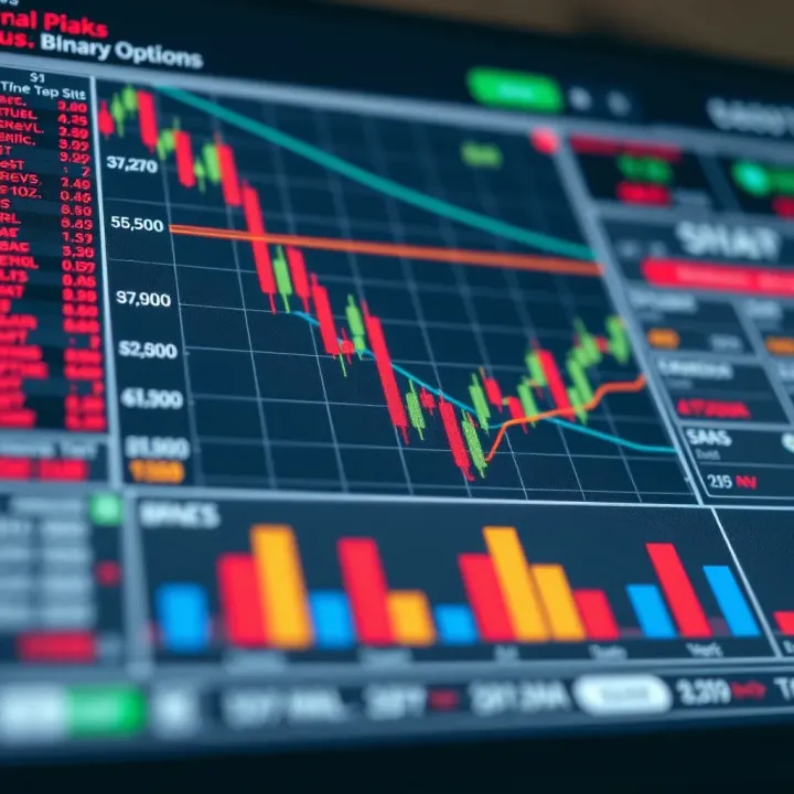 Chart displaying risks, regulations, and trusted trading platforms for binary options