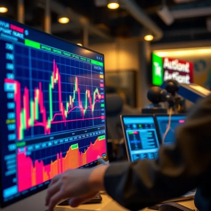 Automated binary options trading interface showing algorithm performance