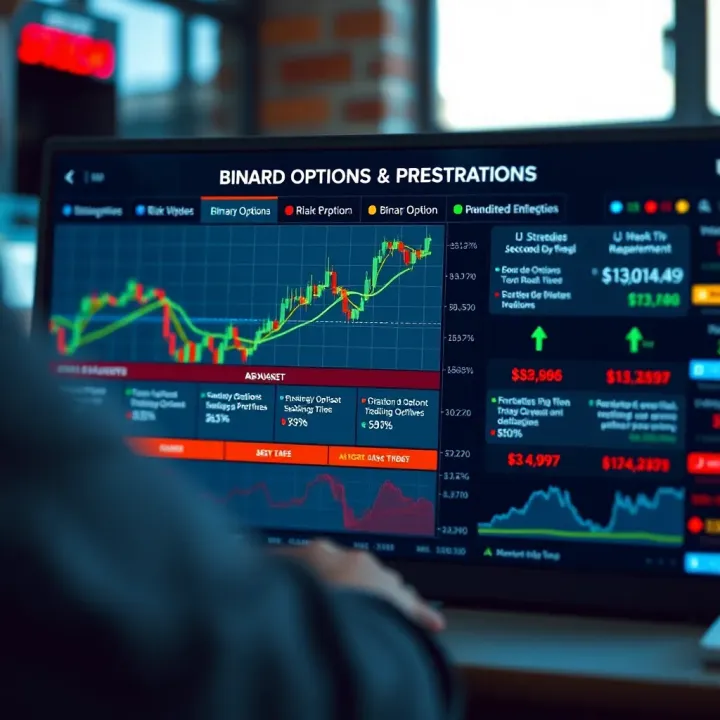 Chart displaying popular binary options trading strategies and risk management tips