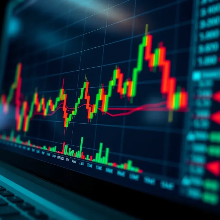 Candlestick Chart for Binary Options Trading Analysis Binary options trading chart displaying candlestick patterns and price indicators