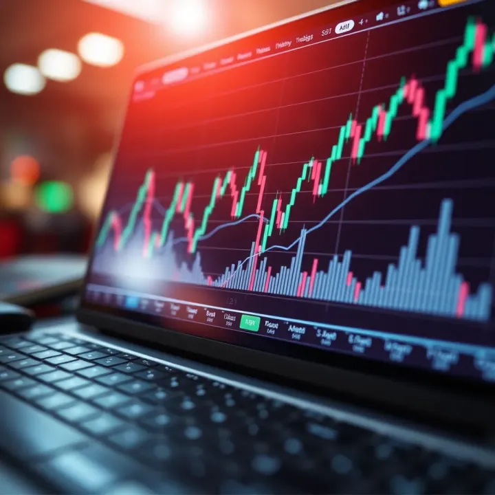 Graph displaying binary options trading fluctuations and market trends