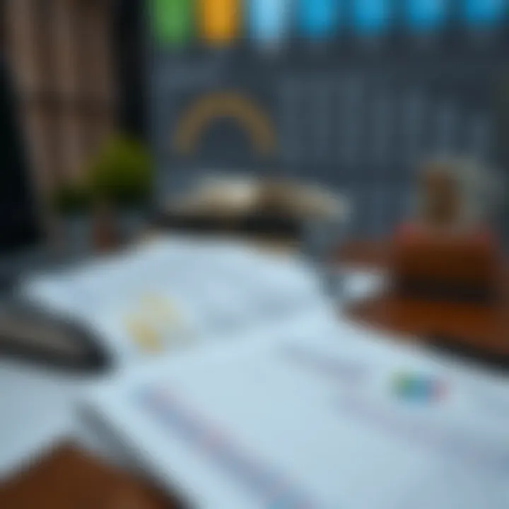 Academic papers with highlighted citations and data charts on a desk