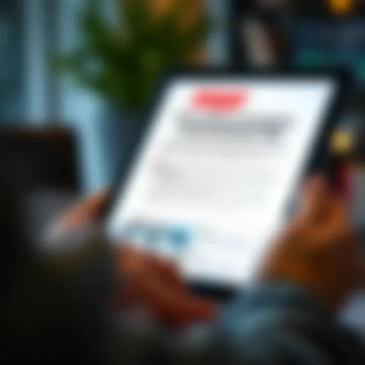 Digital tablet showing a PDF document about binary options strategies and investment tips