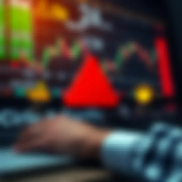 Visual representation of risk factors and strategies involved in binary options investment with caution symbols and financial graphs