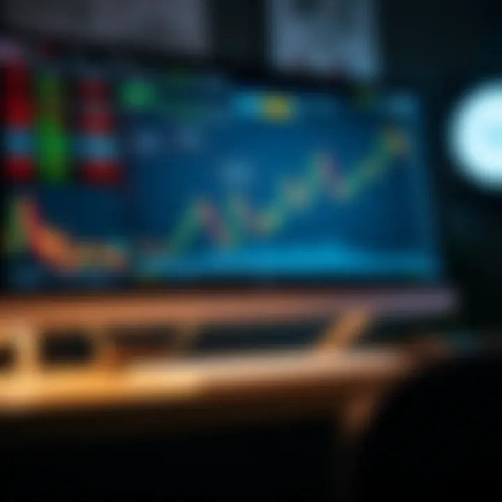 Illustration showing binary options trading concepts and market data