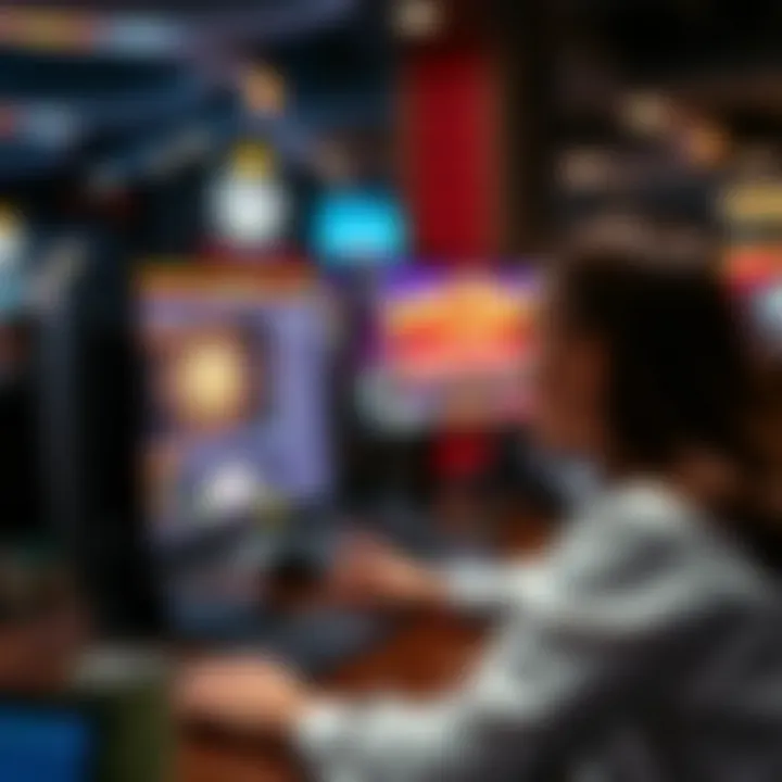 Player using a computer to explore casino games through a risk-free demo account