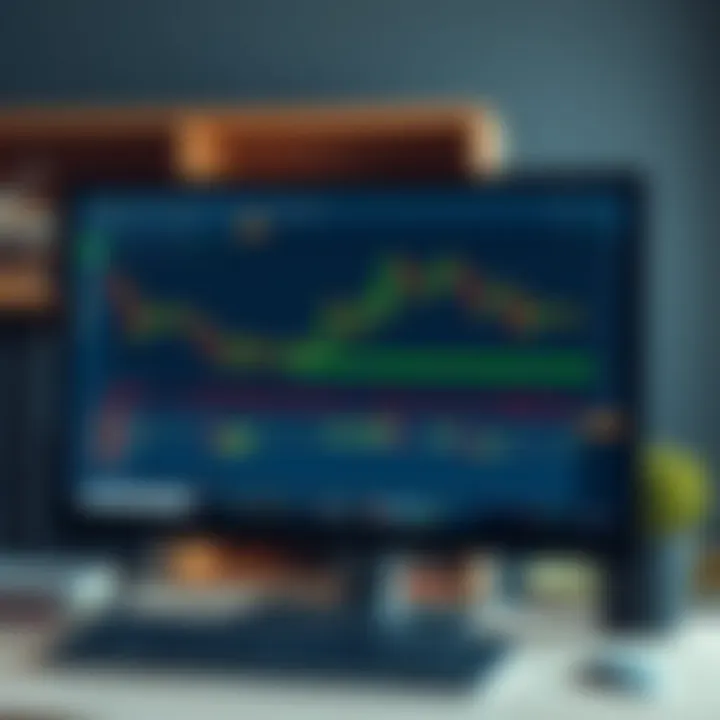 Conceptual illustration of risk-free forex trading practice using a demo account on a computer screen