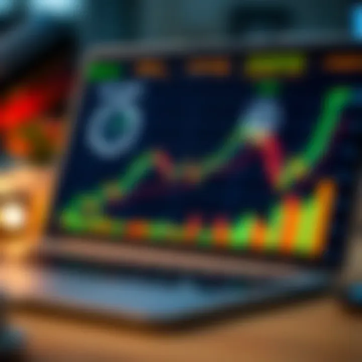 Graphical representation of financial market trends with icons symbolizing risk-free trading practice