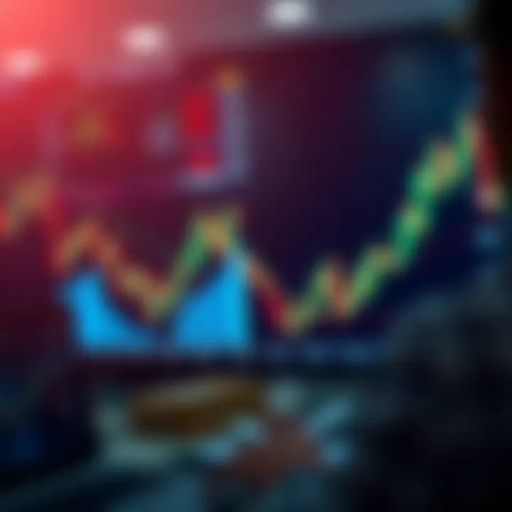 Illustration showing key concepts of day trading strategies on digital charts