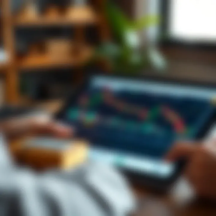 Binary options trading concepts and strategy planning on a digital tablet