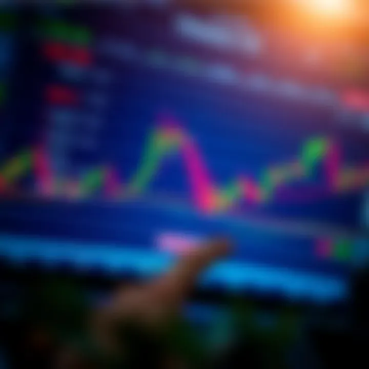 Chart displaying real-time stock market fluctuations with indicators