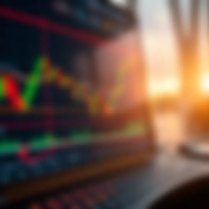 Chart displaying technical analysis indicators and candlestick patterns on a trading platform