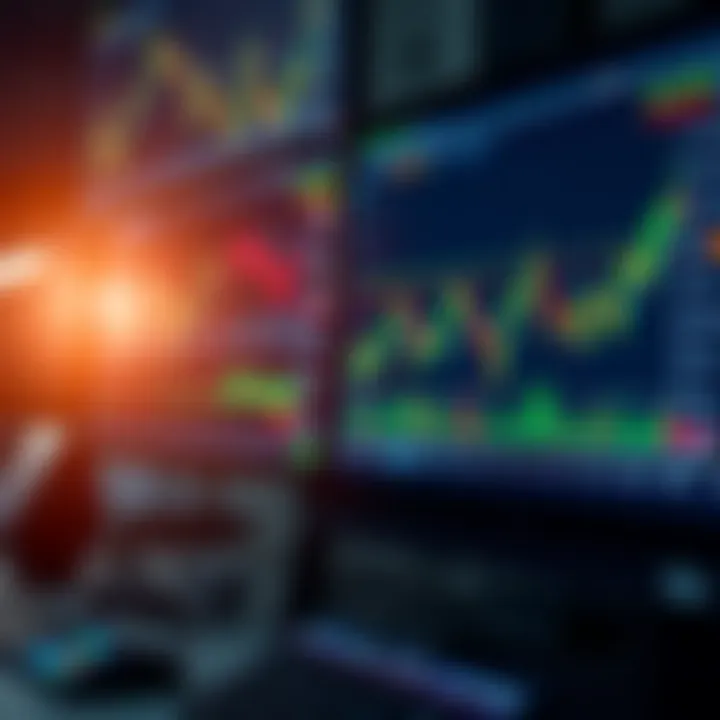 Trading Platform with Real-Time Market Data for Day Traders Computer screen showing multiple financial market graphs and trading platform interface