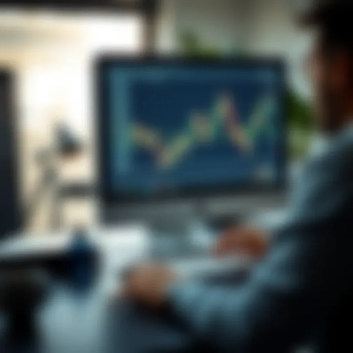 Demonstration of practicing binary options trading on a computer using a demo account interface