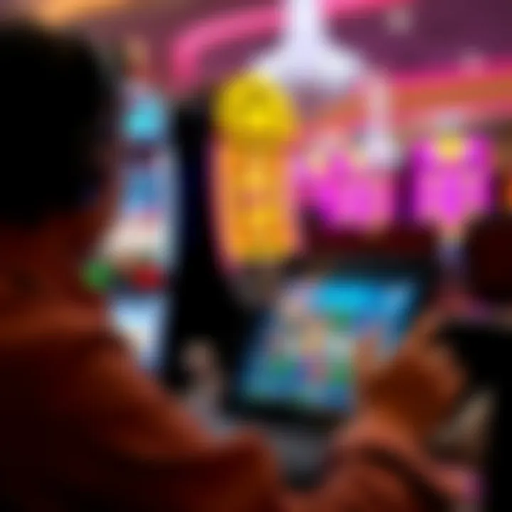 Exploring Online Slots Safely with Demo Account Player exploring various online slot games on a digital device without financial risk