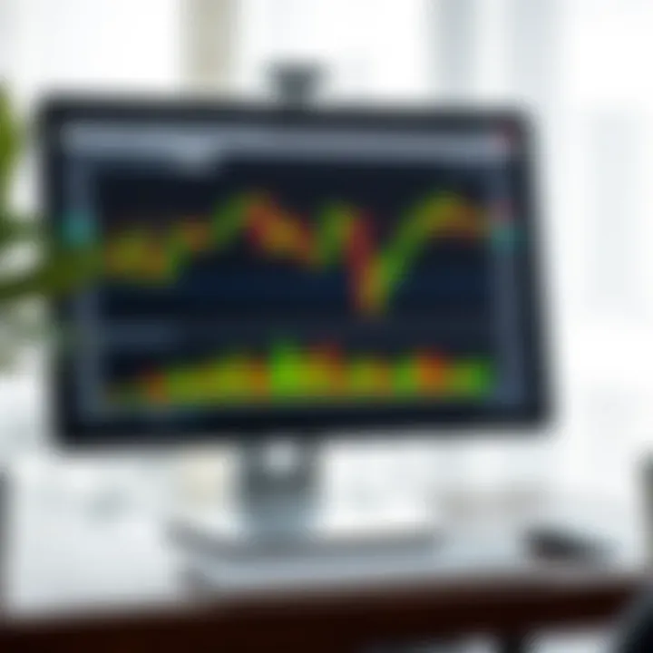 Computer screen displaying a trading platform with graphs and charts for practice