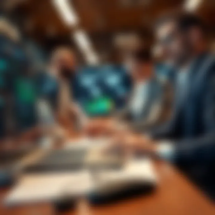 Utilizing Digital Tools for Competitive Market Analysis Business team using digital tools to analyze competitive market data