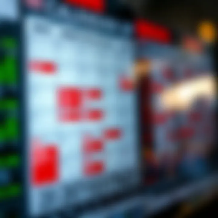 Economic calendar displaying key financial events and indicators for market analysis