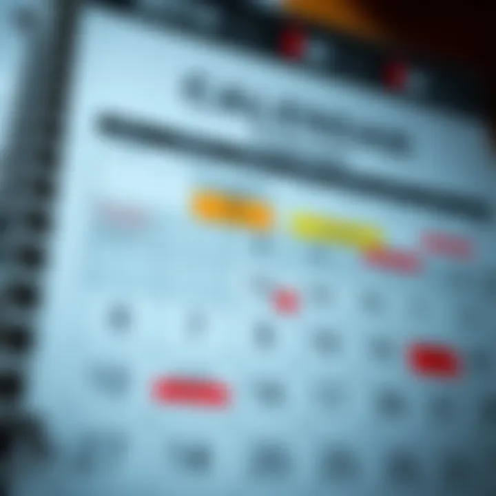 Economic calendar showing key financial dates and indicators for investment analysis