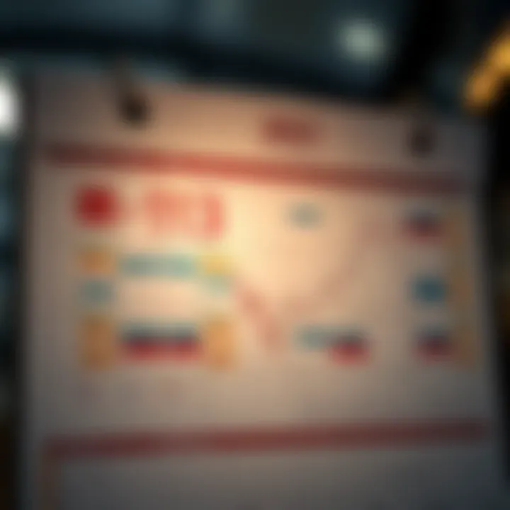 Calendar displaying key economic events and market indicators for strategic financial decisions