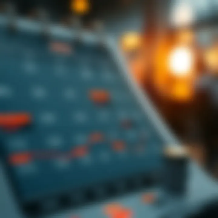 Financial calendar with highlighted key economic events and data points