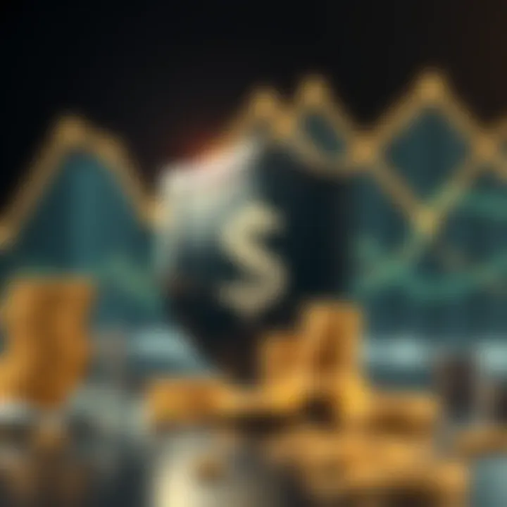 Financial Risk Management and Asset Protection Financial risk management concept with shield and currency symbols representing protection of assets