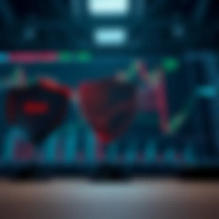 Conceptual illustration of risk management with charts and protective shields