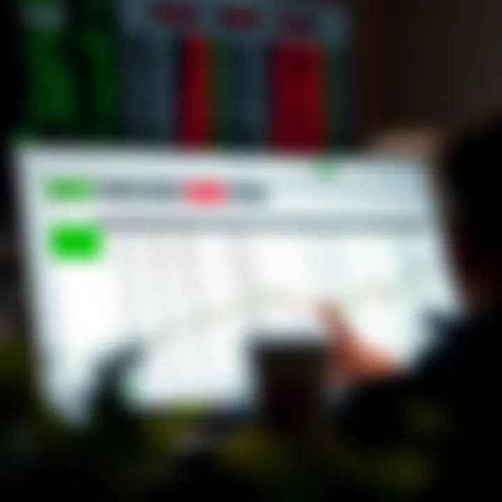 Graphical interface of a free spreadsheet showing investment strategy performance and trading signals