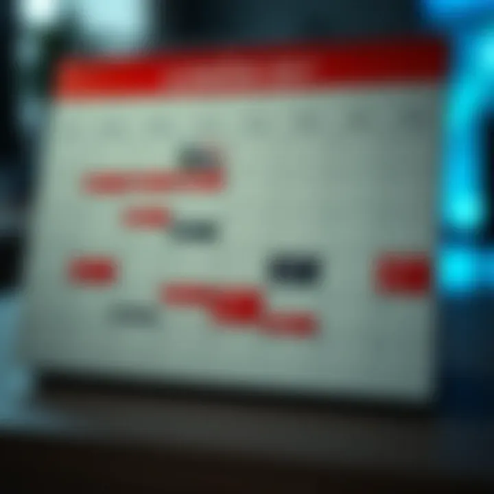 Economic Calendar Highlighting Key Financial Events An economic calendar displaying upcoming financial events and their impact on markets