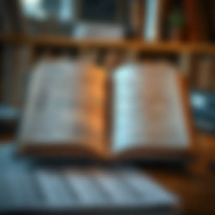 Open book displaying technical analysis charts with annotations and price movements