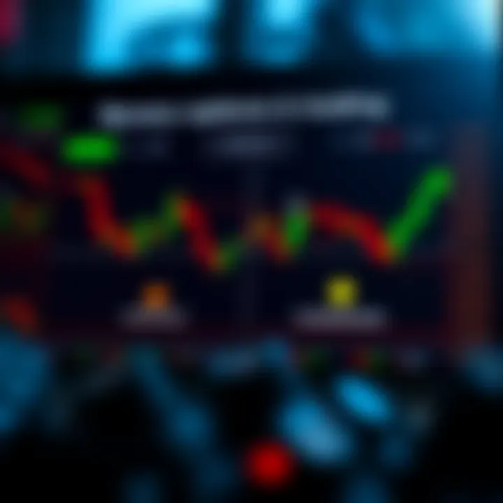 Diagram illustrating the basic concept of binary options trading with upward and downward price movement
