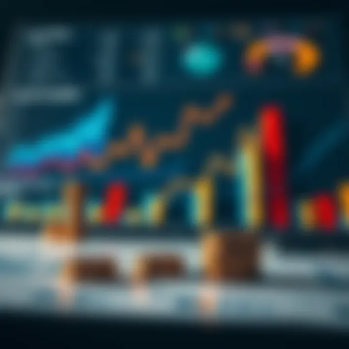 Strategic market analysis concept with graphs and competitive environment visualization