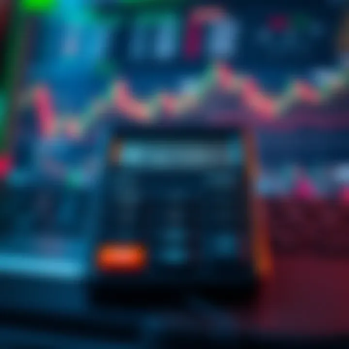 Calculator tool interface displaying bet management for binary options trading