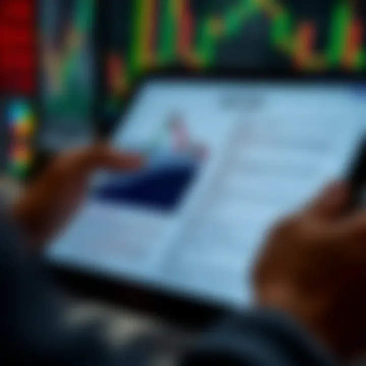 Open PDF file on a tablet illustrating detailed candlestick pattern strategies for market analysis