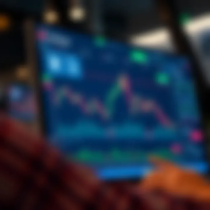 User interface of a financial trading platform displaying virtual funds and market charts