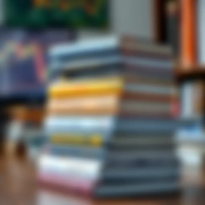 Recommended Price Action Trading Books for Brazilian Traders Stack of financial books with charts and graphs on covers, symbolizing trading knowledge
