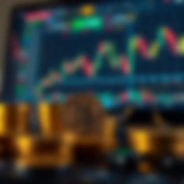 Conceptual representation of risk management and technical analysis tools in cryptocurrency trading