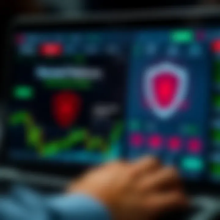 Secure digital interface displaying verified platform and protective shield icons