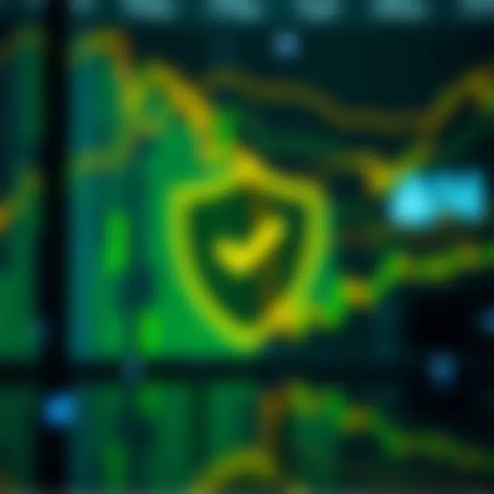 Security and Regulation in Binary Options Brokerage Conceptual illustration of secure and regulated financial services with shield and checkmark icons