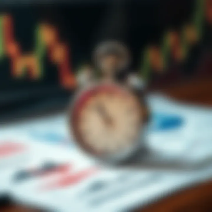 Risk Management in Short-Term Binary Options Trading Risk management concept with stopwatch and charts highlighting quick decision making