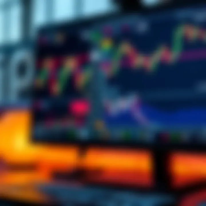 Close-up view of a computer screen with multiple trading tools and indicators for analyzing day trading opportunities