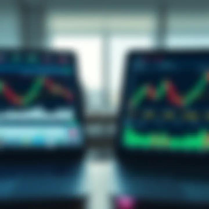 Comparison of demo account and real account with charts and money symbols