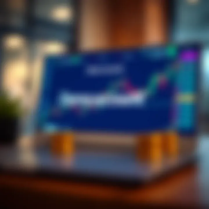 Illustration showing a digital trading platform with virtual funds labeled as demo account