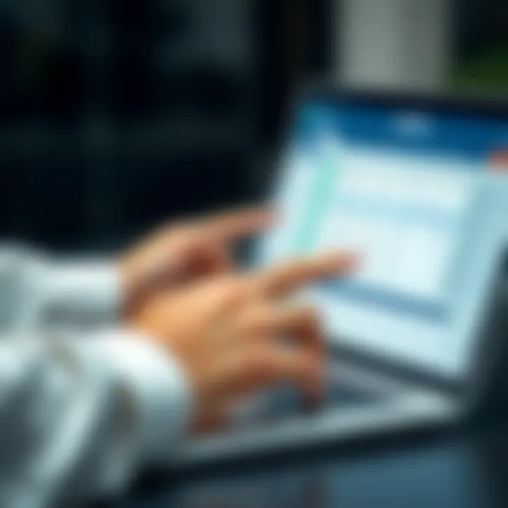 Utilizing Binary Options Spreadsheet for Market Analysis User interacting with a laptop showing a binary options tracking spreadsheet and market analysis
