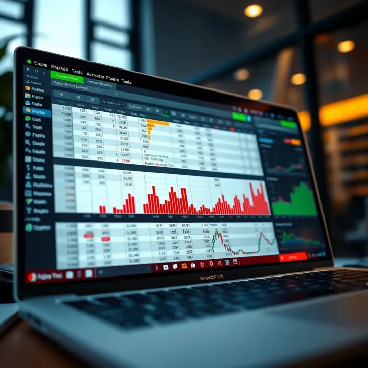 Spreadsheet dashboard illustrating binary options trading metrics and risk management tools